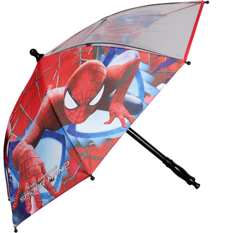 JOHNS BLAST SINGLE FOLD 485MM KIDS UMBRELLA WITH SPIDERMAN-2 PRINT AND WATERGUN